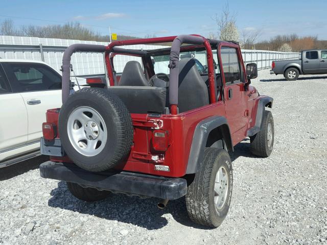 1J4FY29P3XP472400 - 1999 JEEP WRANGLER / RED photo 4