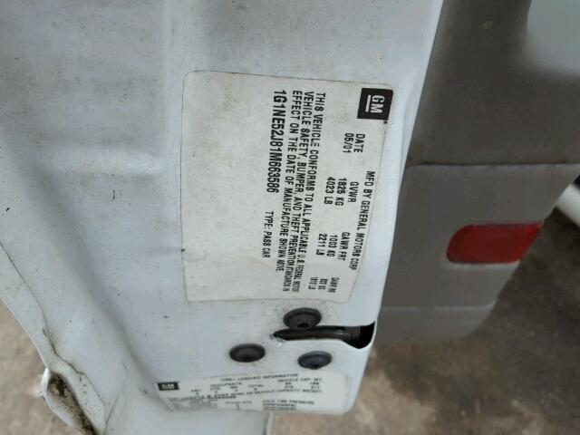 1G1NE52J81M663586 - 2001 CHEVROLET MALIBU LS თეთრი ფოტო 10