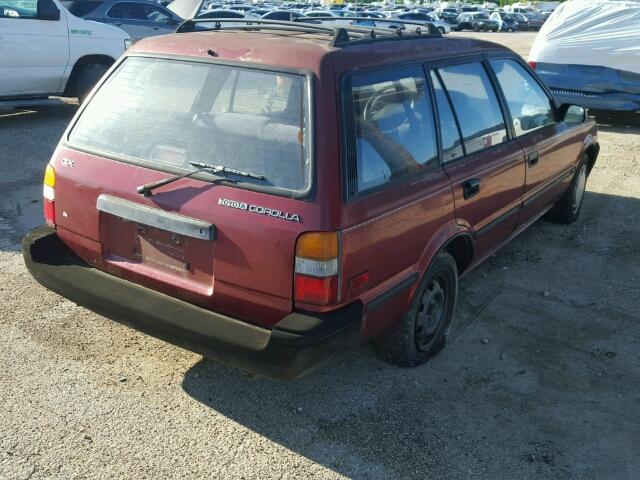 JT2AE94K3M3448526 - 1991 TOYOTA COROLLA DL RED photo 4