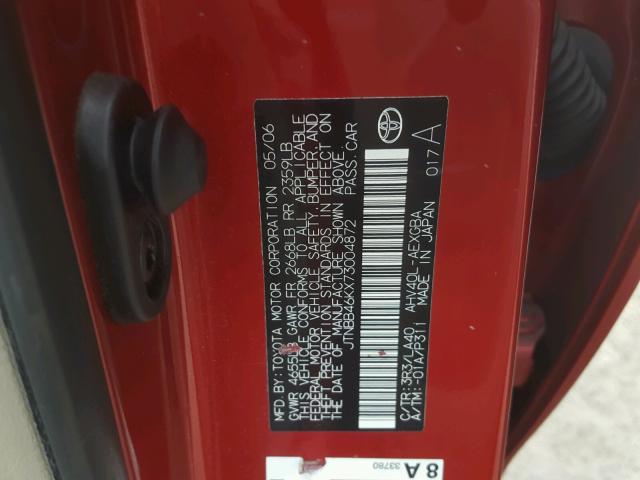 JTNBB46KX73004872 - 2007 TOYOTA CAMRY NEW RED photo 10