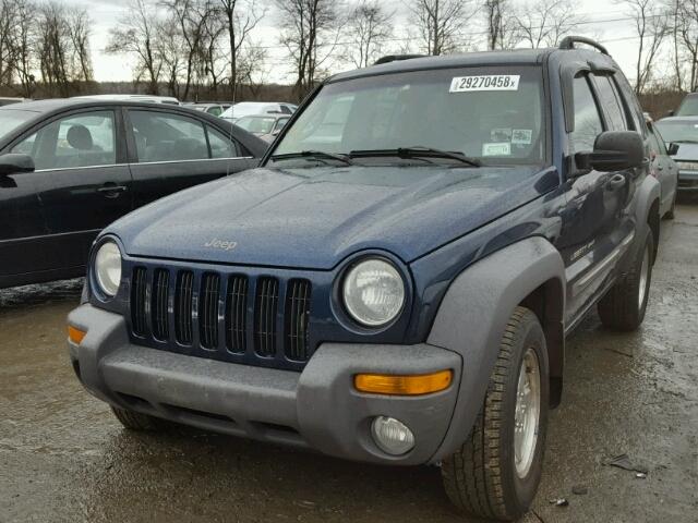 1J4GL48K72W352442 - 2002 JEEP LIBERTY SP BLUE photo 2