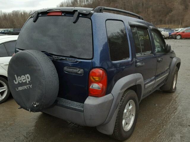 1J4GL48K72W352442 - 2002 JEEP LIBERTY SP BLUE photo 4