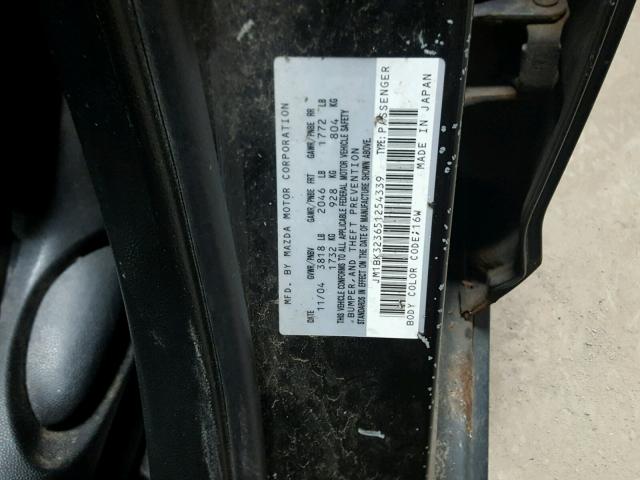 JM1BK323651254339 - 2005 MAZDA 3 S BLACK photo 10