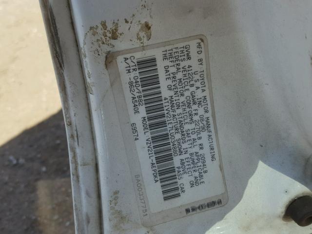 4T1VV21E7LU034880 - 1990 TOYOTA CAMRY DLX 白色 照片 10