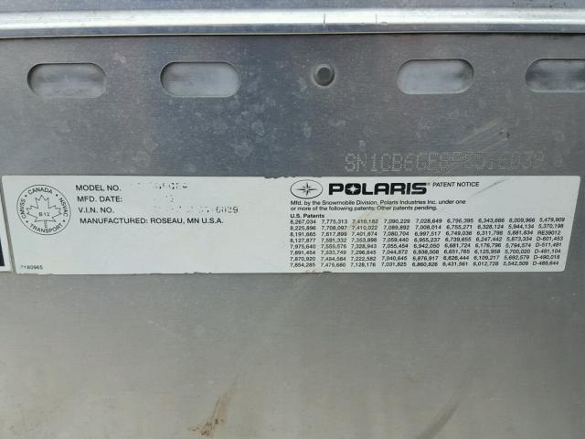 SN1CB6GE8FC516039 - 2015 POLARIS INDY 600 WHITE photo 10