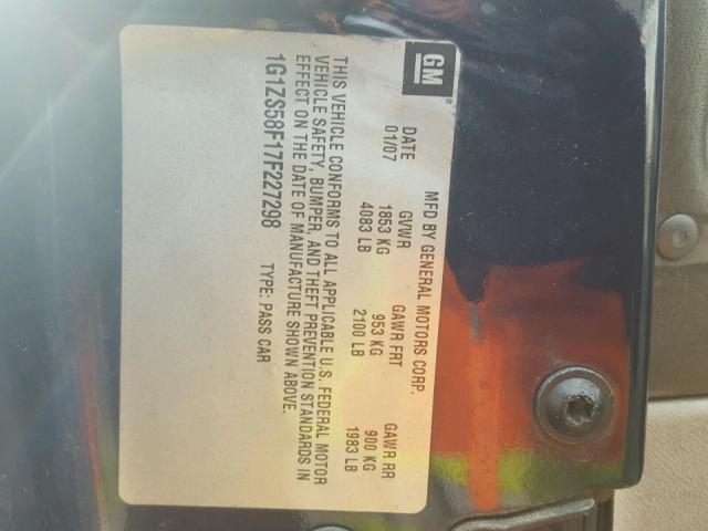 1G1ZS58F17F227298 - 2007 CHEVROLET MALIBU LS ლურჯი ფოტო 10