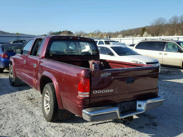 1D7HL48N63S361961 - 2003 DODGE DAKOTA QUA RED photo 3