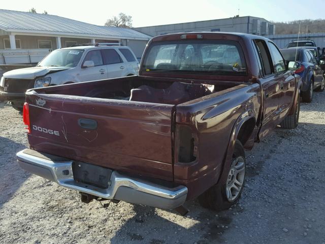 1D7HL48N63S361961 - 2003 DODGE DAKOTA QUA RED photo 4