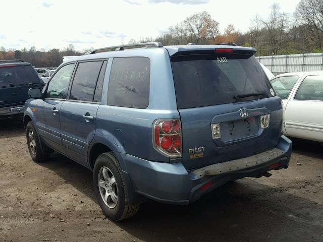 5FNYF28597B020417 - 2007 HONDA PILOT EXL BLUE photo 3