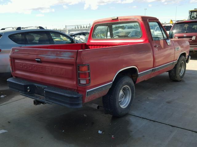 1B7FD04X4JS631295 - 1988 DODGE D-SERIES D RED photo 4