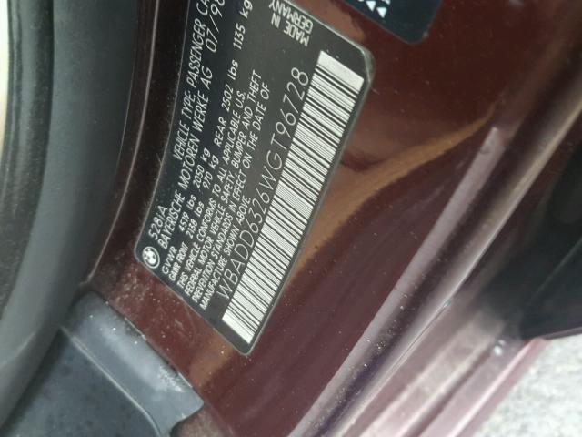 WBADD6326WGT96728 - 1998 BMW 528 I AUTO RED photo 10