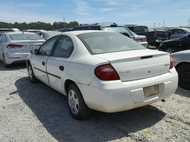 1B3ES26C05D121366 - 2005 DODGE NEON BASE WHITE photo 3