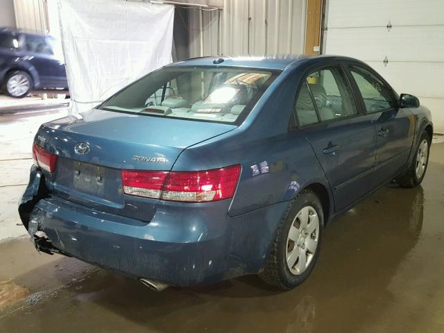 5NPET46F98H338432 - 2008 HYUNDAI SONATA GLS BLUE photo 4