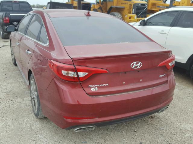 5NPE34AF1FH076460 - 2015 HYUNDAI SONATA SPO RED photo 3