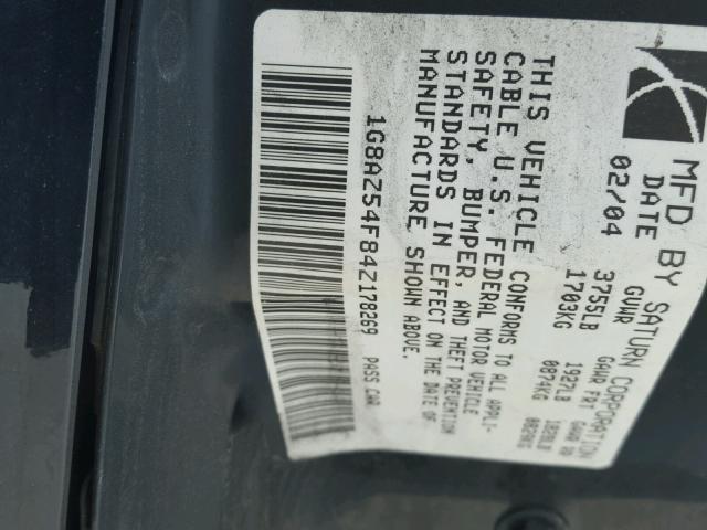 1G8AZ54F84Z178269 - 2004 SATURN ION LEVEL 黑色 照片 10