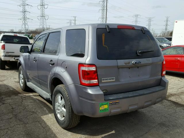 1FMCU02Z58KC40217 - 2008 FORD ESCAPE XLS GRAY photo 3