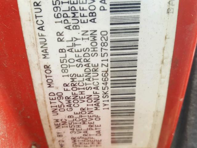 1Y1SK5466LZ157820 - 1990 GEO PRIZM BASE 红色 照片 10