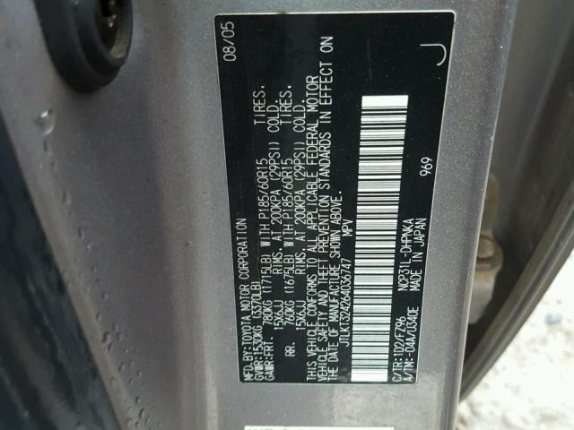 JTLKT324264036747 - 2006 TOYOTA SCION XB ვერცხლისფერი ფოტო 10