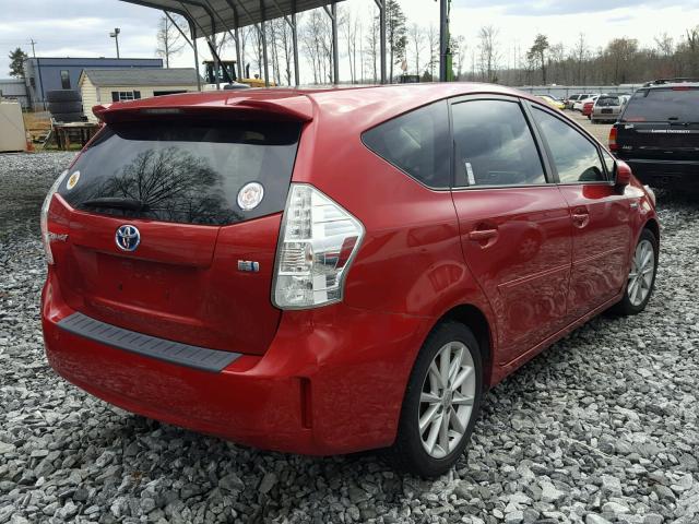 JTDZN3EU8C3125501 - 2012 TOYOTA PRIUS V RED photo 4