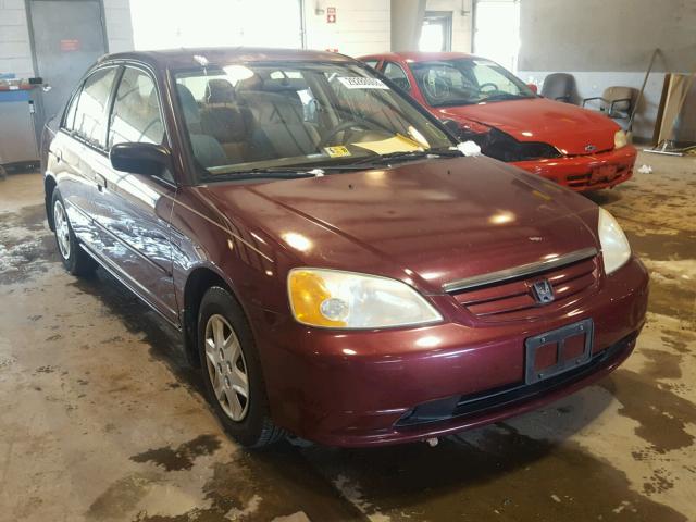 2HGES16593H551361 - 2003 HONDA CIVIC LX BURGUNDY photo 1