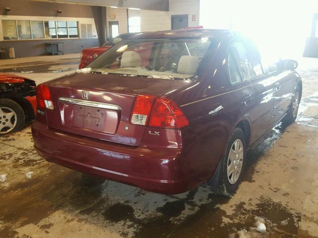 2HGES16593H551361 - 2003 HONDA CIVIC LX BURGUNDY photo 4