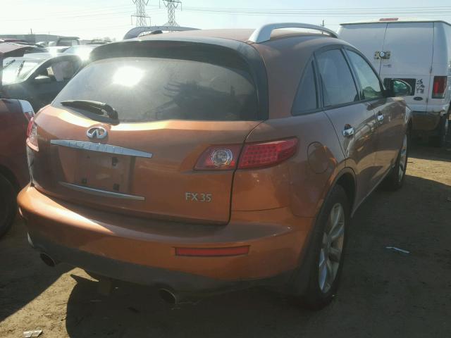 JNRAS08WX4X211677 - 2004 INFINITI FX35 ORANGE photo 4