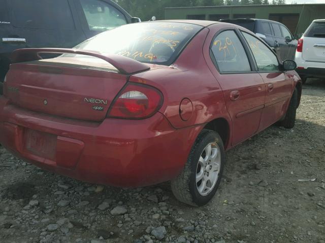 1B3ES56C05D192732 - 2005 DODGE NEON SXT RED photo 4