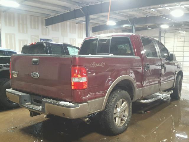 1FTPW14585FA21949 - 2005 FORD F150 SUPER MAROON photo 4