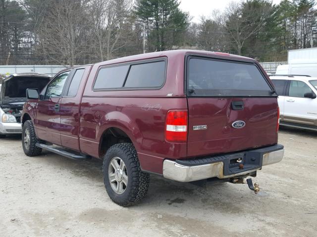 1FTRX14W55FA48492 - 2005 FORD F150 BURGUNDY photo 3