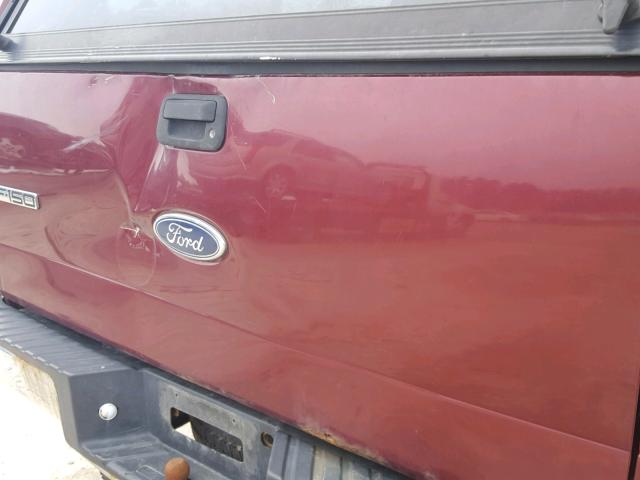 1FTRX14W55FA48492 - 2005 FORD F150 BURGUNDY photo 9