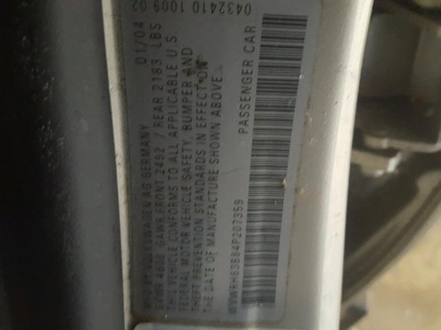 WVWRH63B84P207359 - 2004 VOLKSWAGEN PASSAT GLX GOLD photo 10