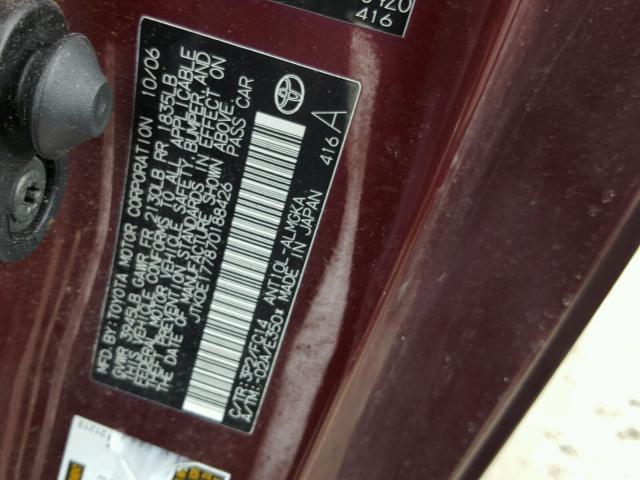 JTKDE177870188426 - 2007 TOYOTA SCION TC BURGUNDY photo 10