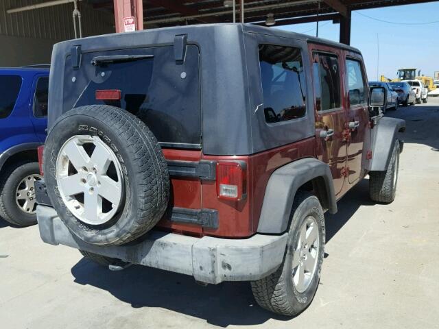 1J4GB39147L207886 - 2007 JEEP WRANGLER X MAROON photo 4