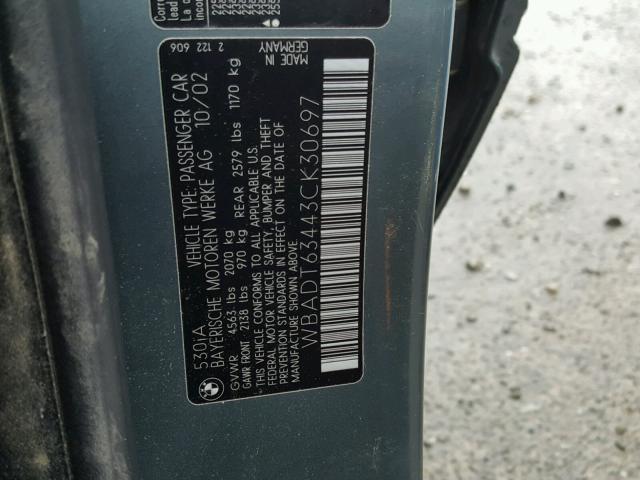 WBADT63443CK30697 - 2003 BMW 530 I AUTO GRAY photo 10