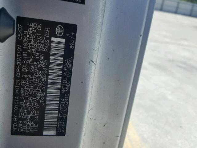 JTKDE167780223136 - 2008 TOYOTA SCION TC 银色 照片 10