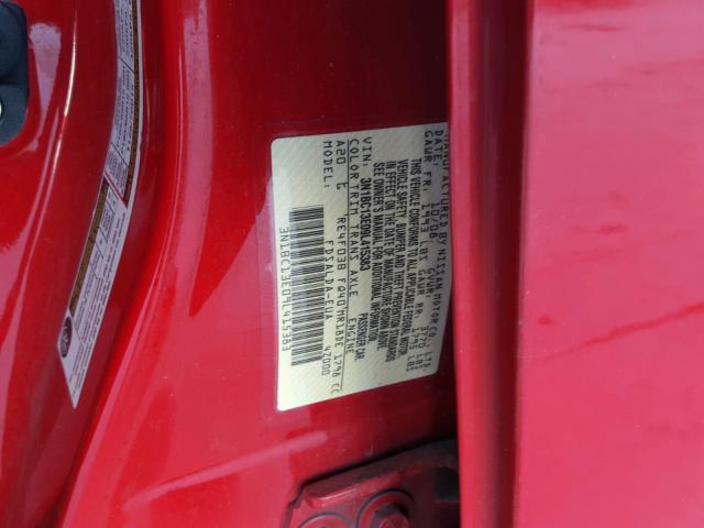 3N1BC13E09L415383 - 2009 NISSAN VERSA S RED photo 10