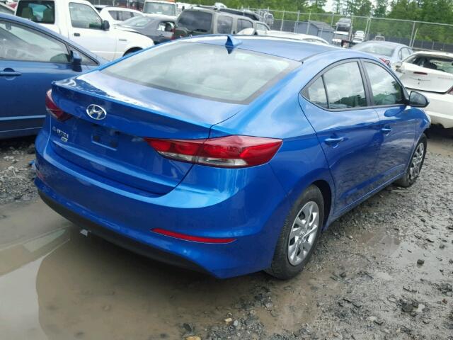 KMHD74LF6HU128134 - 2017 HYUNDAI ELANTRA SE BLUE photo 4