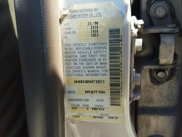 1N4EB31B5MC732572 - 1991 NISSAN SENTRA TAN photo 10