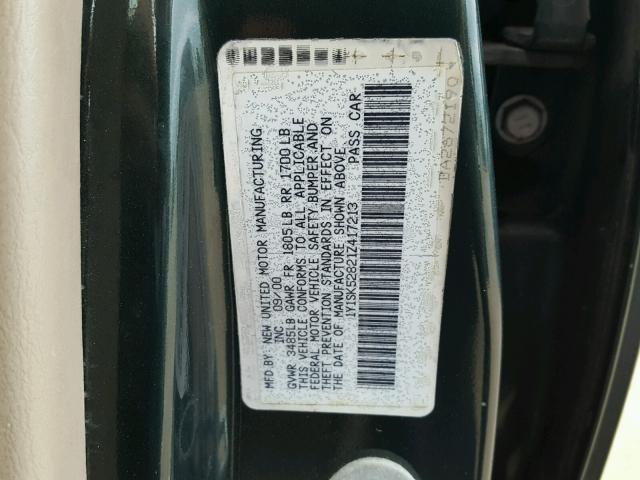 1Y1SK52821Z417213 - 2001 CHEVROLET GEO PRIZM 绿色 照片 10