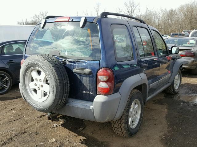 1J4GL48KX5W672911 - 2005 JEEP LIBERTY SP BLUE photo 4