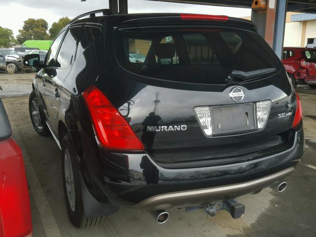 JN8AZ08W83W226196 - 2003 NISSAN MURANO SL BLACK photo 3