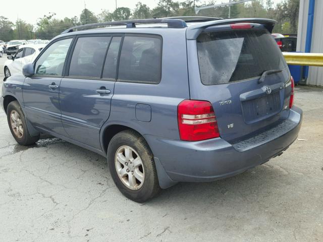 JTEGF21A420033436 - 2002 TOYOTA HIGHLANDER BLUE photo 3