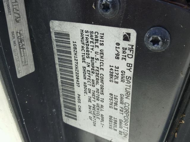 1G8ZH127XWZ220437 - 1998 SATURN SC2 BEIGE photo 10