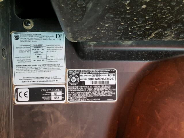 3JBKKAN29FJ000267 - 2015 CAN-AM COMMANDER WHITE photo 10