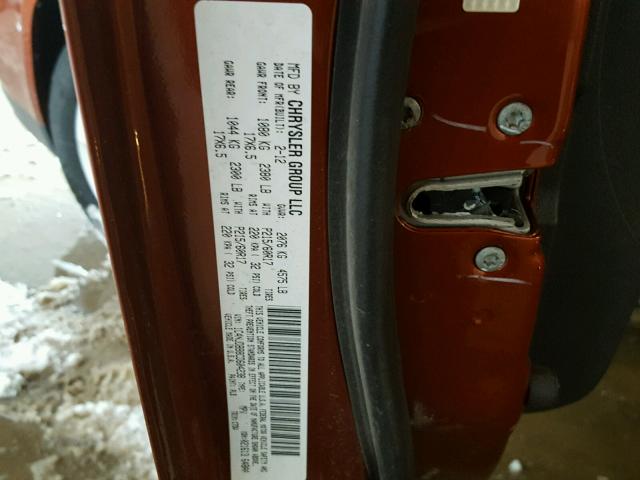 1C4NJDBB8CD604238 - 2012 JEEP COMPASS SP ORANGE photo 10