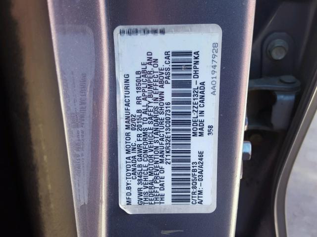 2T1KR32E13C007316 - 2003 TOYOTA MATRIX 灰色 照片 10