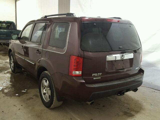 5FNYF4H55BB021018 - 2011 HONDA PILOT EXL BURGUNDY photo 3