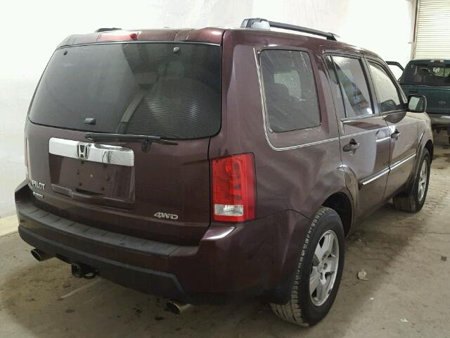 5FNYF4H55BB021018 - 2011 HONDA PILOT EXL BURGUNDY photo 4