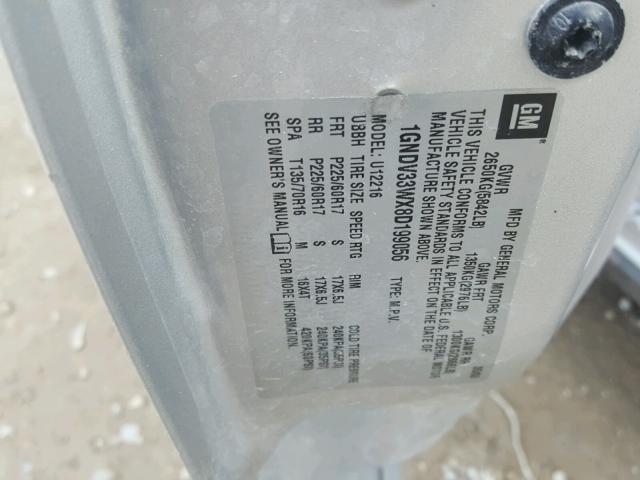 1GNDV33WX8D199056 - 2008 CHEVROLET UPLANDER L 银色 照片 10