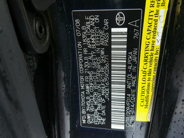 JTKDE167590286771 - 2009 TOYOTA SCION TC 黑色 照片 10